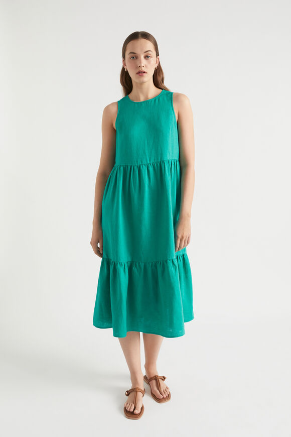 Core Linen Midi Dress  Deep Teal  hi-res