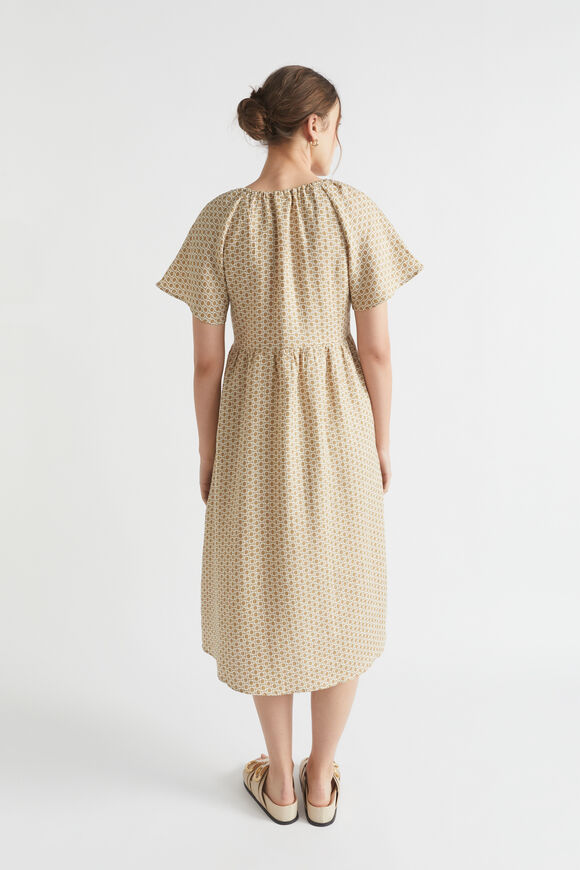 Geo Linen Midi Dress  Deep Bronze Geo  hi-res