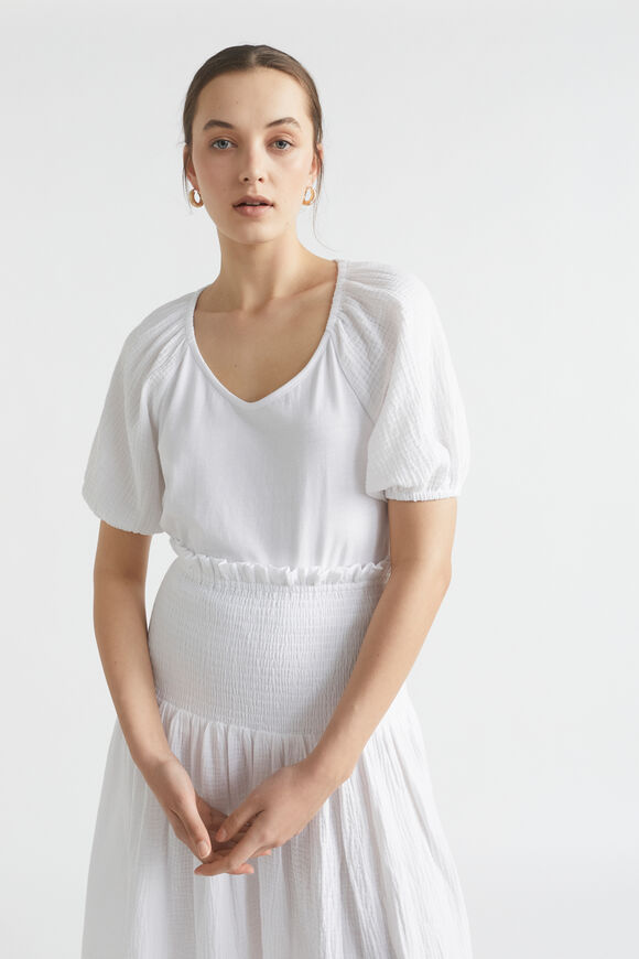 Cheesecloth Shirred Skirt  Whisper White  hi-res