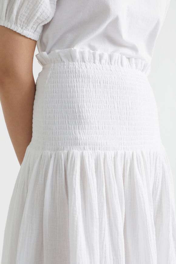Cheesecloth Shirred Skirt  Whisper White  hi-res