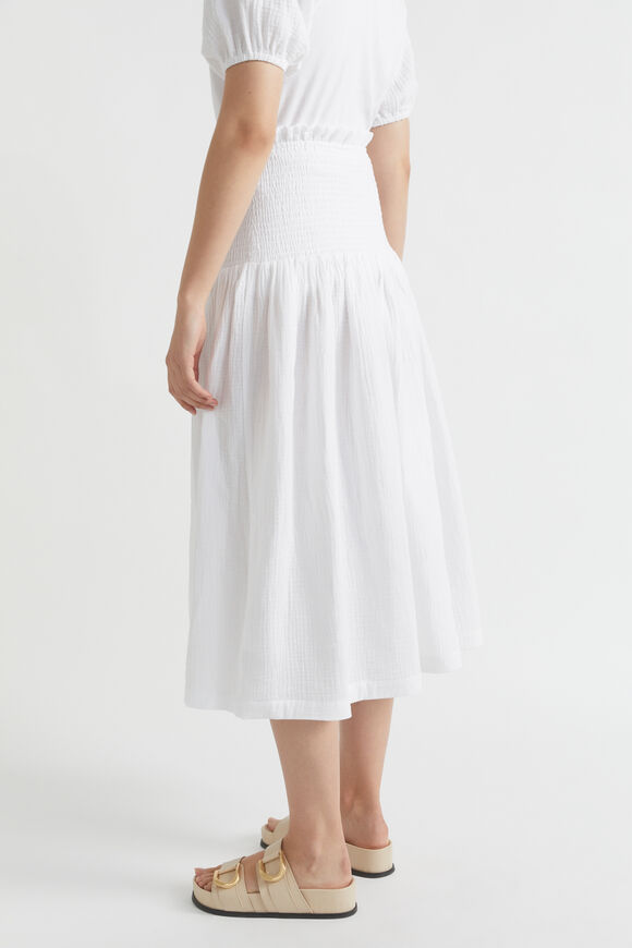 Cheesecloth Shirred Skirt  Whisper White  hi-res