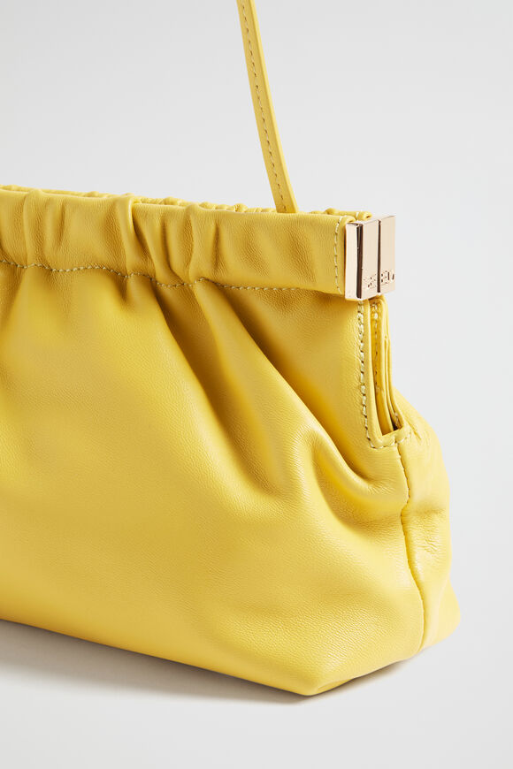 Gathered Leather Clutch  Gold Amber  hi-res
