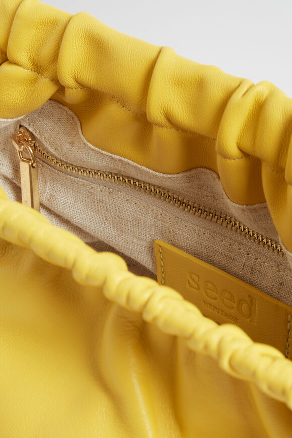 Gathered Leather Clutch  Gold Amber  hi-res