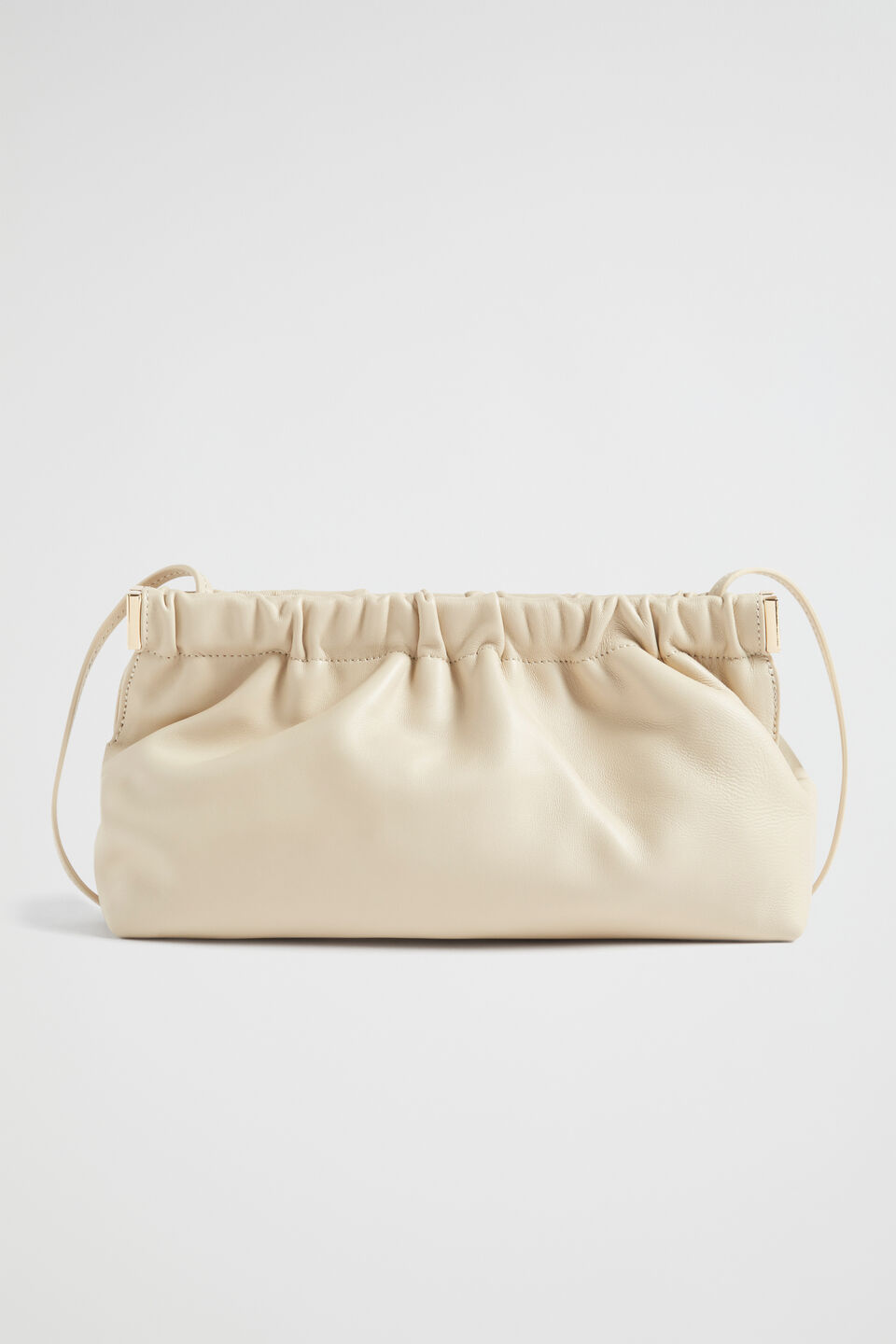 Gathered Leather Clutch  Stone