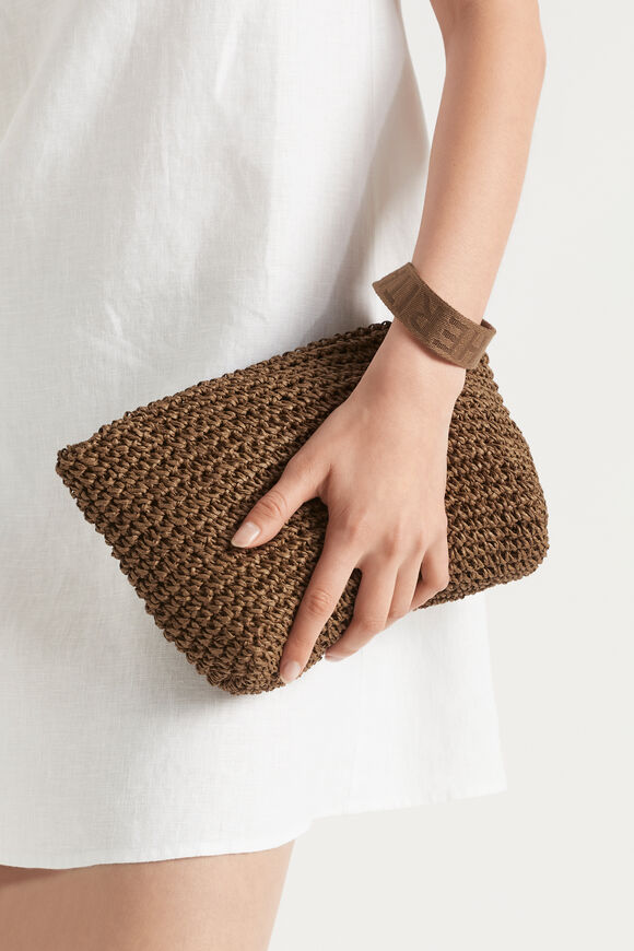 Logo Straw Pouch  Pecan Brown  hi-res