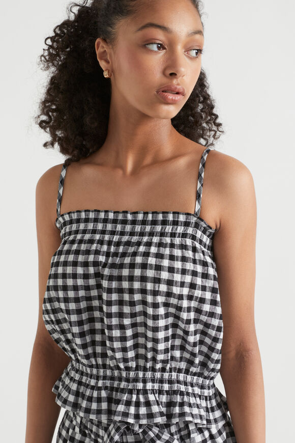 Gingham Top  Black  hi-res