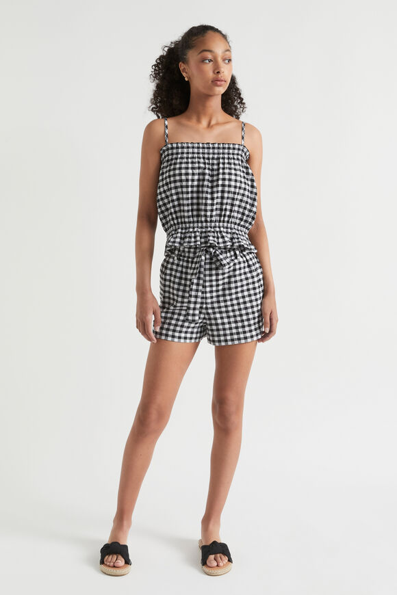 Gingham Top  Black  hi-res