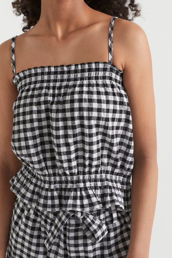 Gingham Top  Black  hi-res