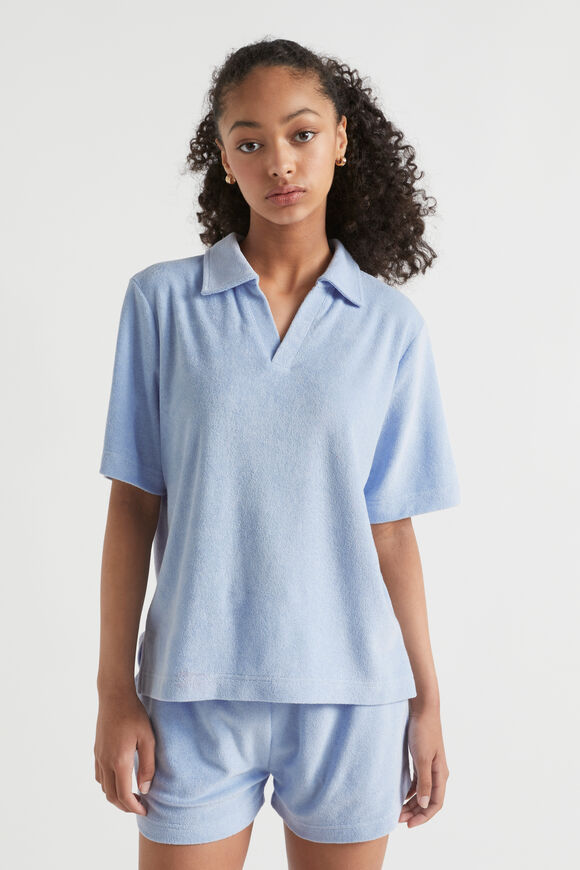 Terry Collar Top  Sky Blue  hi-res