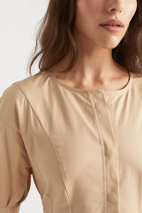 Sateen Full Hem Midi Dress  Light Chestnut  hi-res