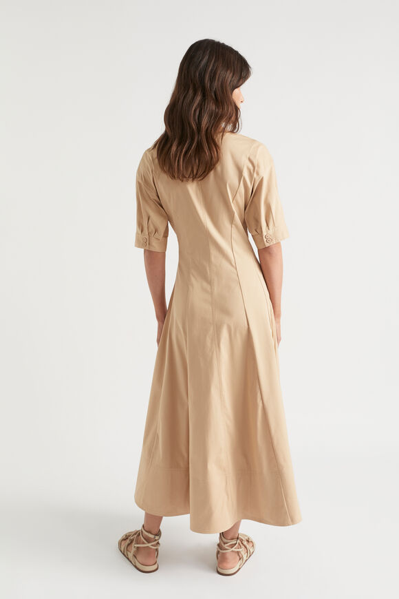 Sateen Full Hem Midi Dress  Light Chestnut  hi-res