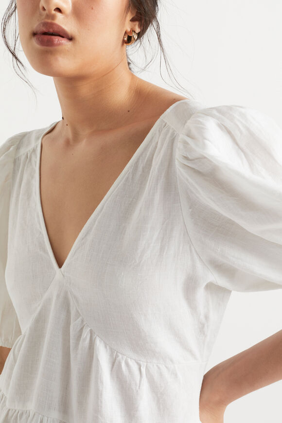 Linen Tie Back Mini Dress  Whisper White  hi-res