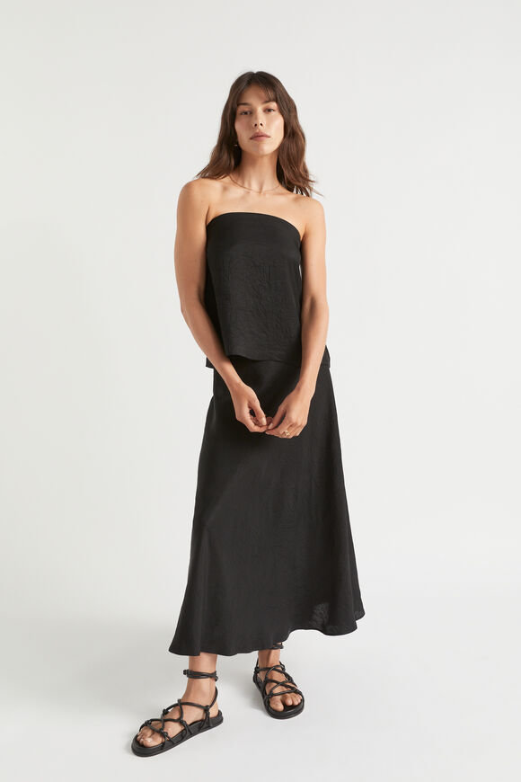 Satin Skirt  Black  hi-res