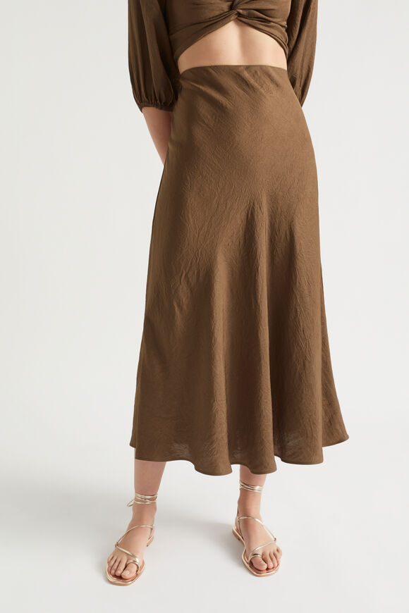 Satin Skirt  Pecan Brown  hi-res