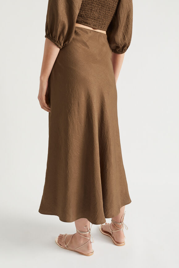 Satin Skirt  Pecan Brown  hi-res