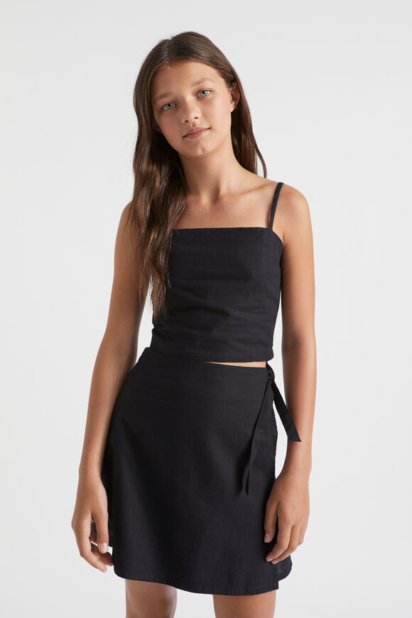 Linen Crop Top  Black  hi-res