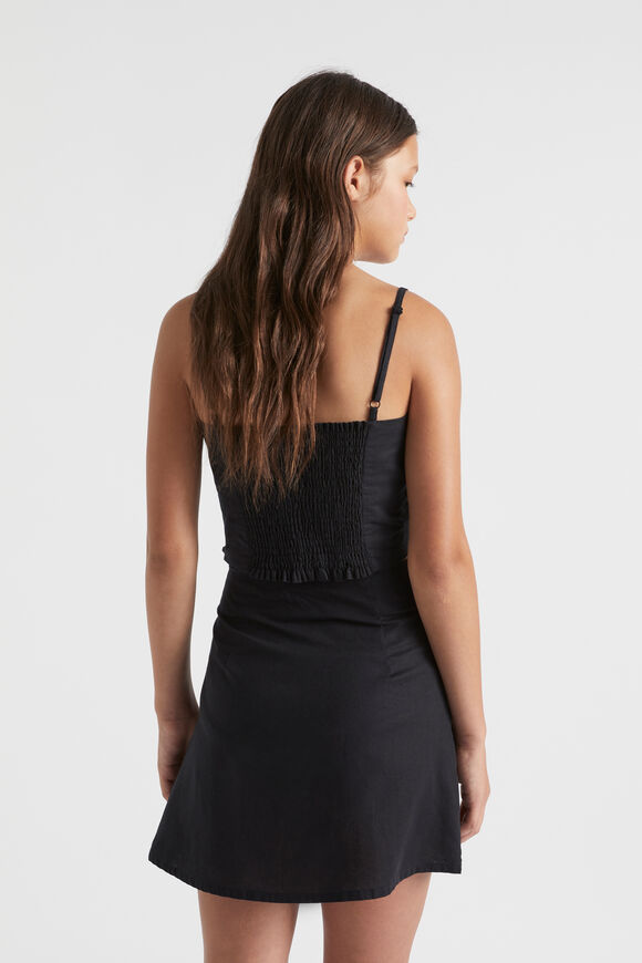 Linen Crop Top  Black  hi-res