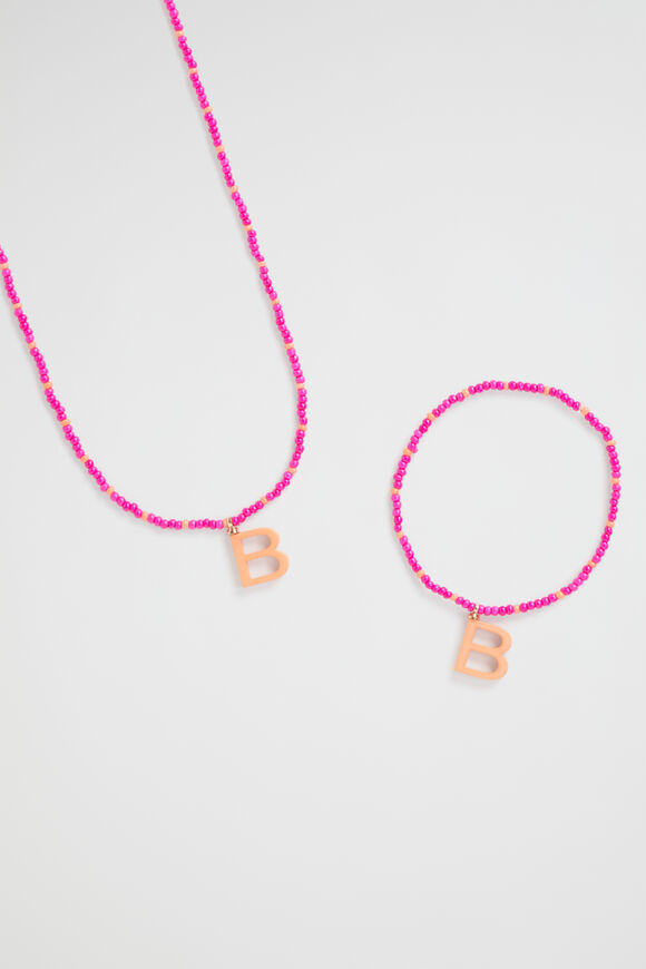 Initial Necklace and Bracelet Set  B  hi-res