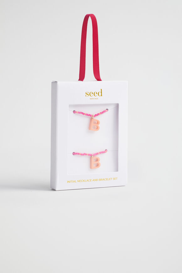 Initial Necklace and Bracelet Set  B  hi-res