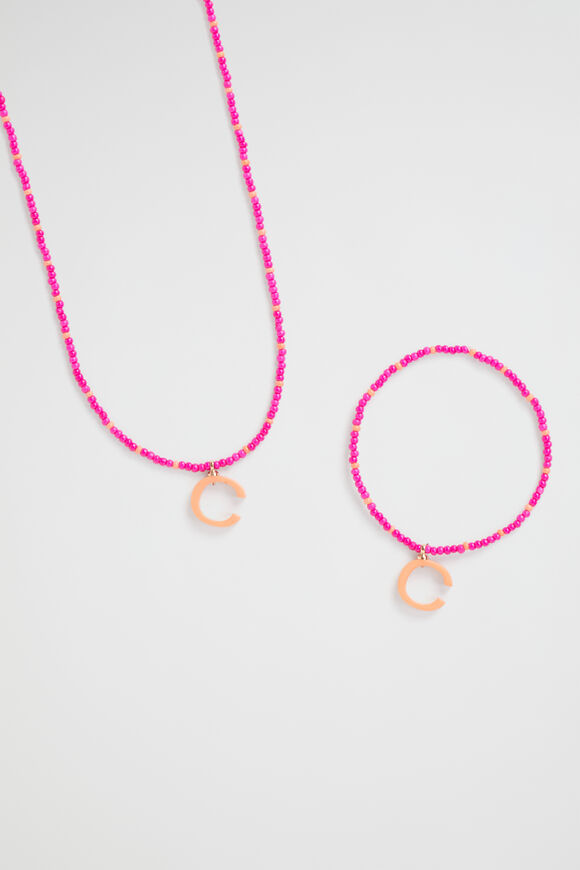 Initial Necklace and Bracelet Set  C  hi-res