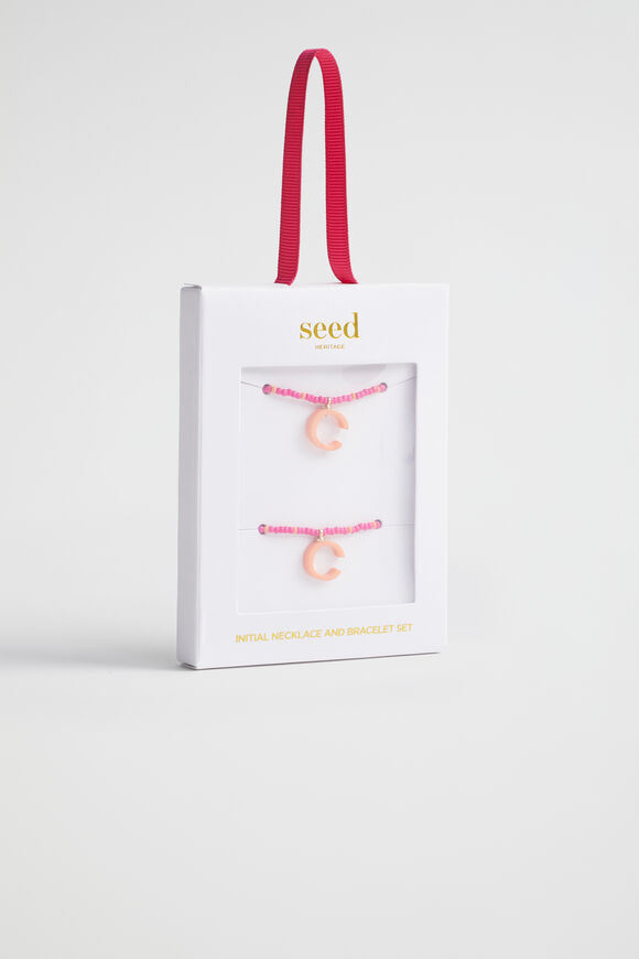 Initial Necklace and Bracelet Set  C  hi-res