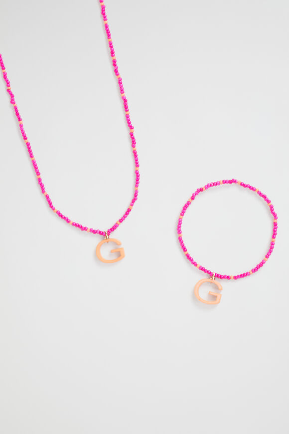 Initial Necklace and Bracelet Set  G  hi-res