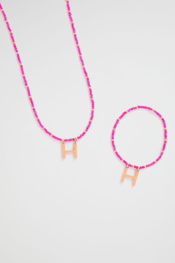 Initial Necklace and Bracelet Set  H  hi-res