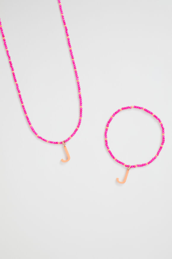 Initial Necklace and Bracelet Set  J  hi-res