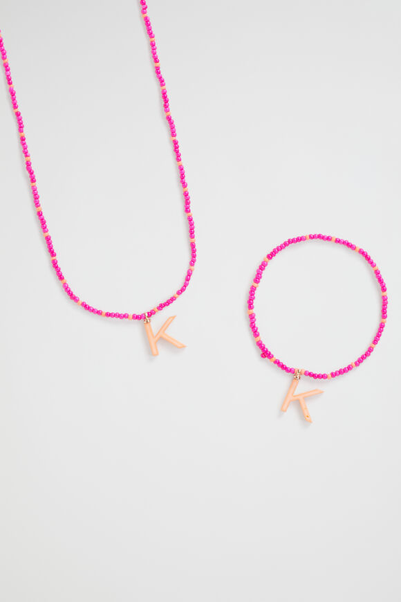 Initial Necklace and Bracelet Set  K  hi-res