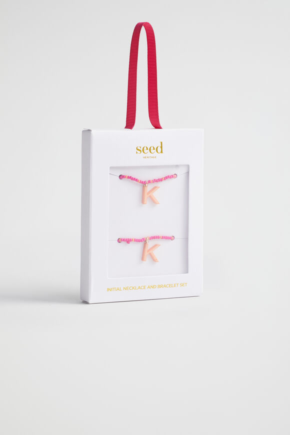 Initial Necklace and Bracelet Set  K  hi-res