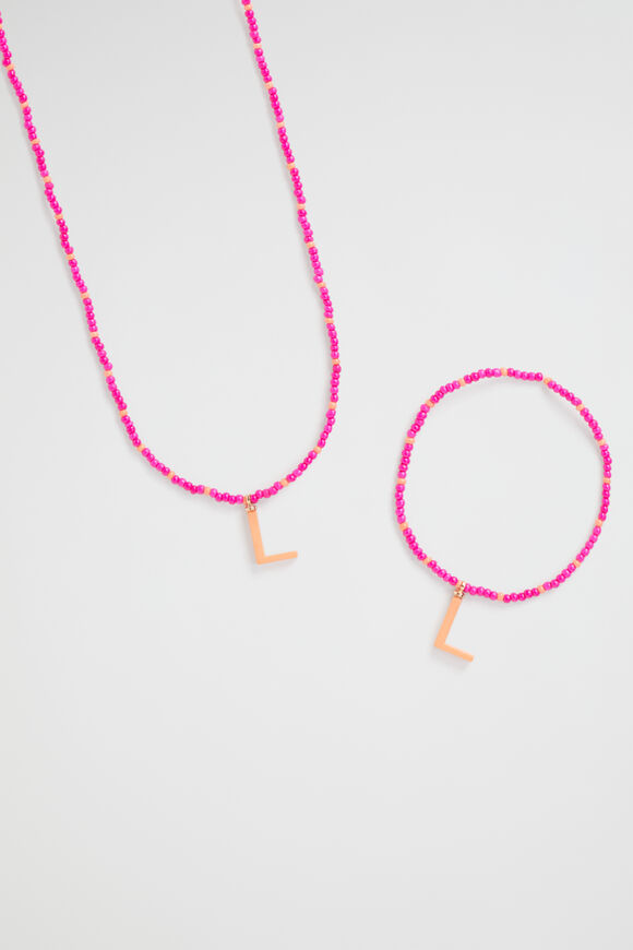 Initial Necklace and Bracelet Set  L  hi-res
