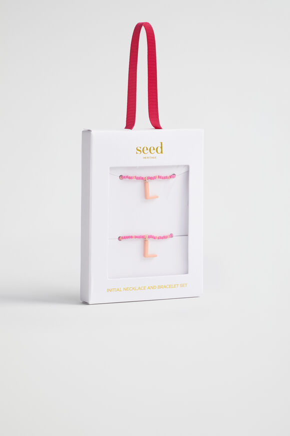 Initial Necklace and Bracelet Set  L  hi-res