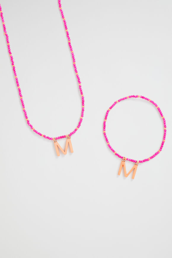 Initial Necklace and Bracelet Set  M  hi-res