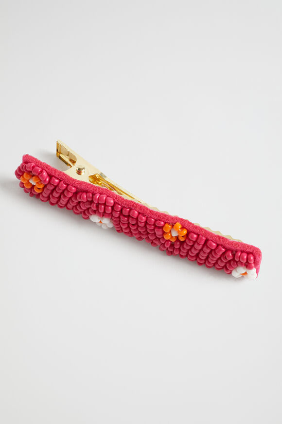 Seed Bead Duck Clip  Fuchsia  hi-res