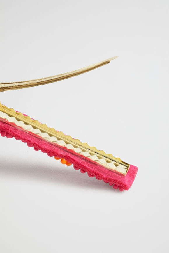 Seed Bead Duck Clip  Fuchsia  hi-res
