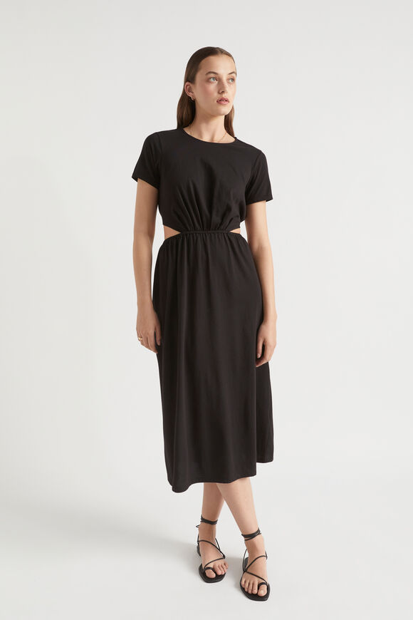 Jersey Cut Out Midi Dress  Black  hi-res