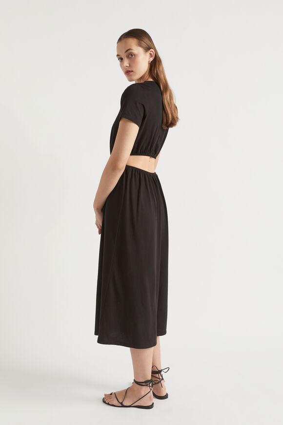 Jersey Cut Out Midi Dress  Black  hi-res