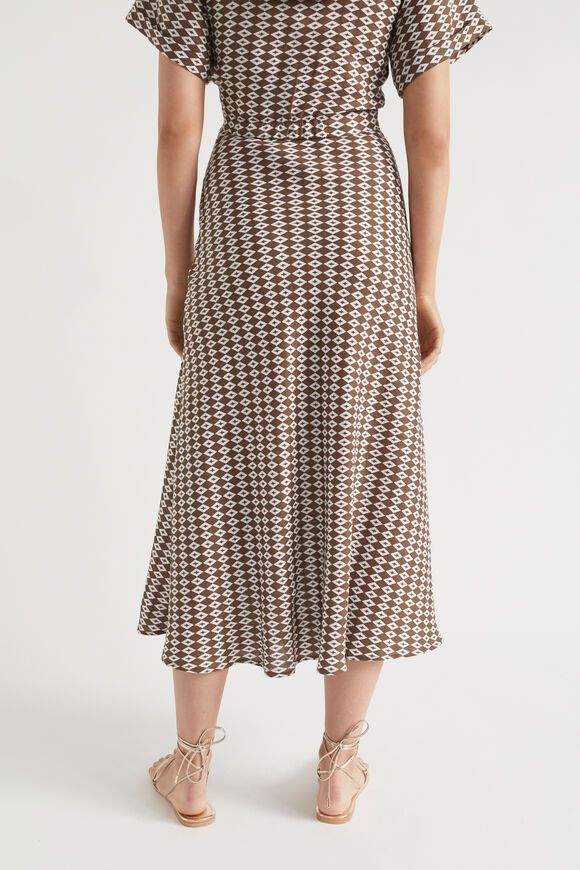 Linen Geo Maxi Skirt  Pecan Brown Geo  hi-res