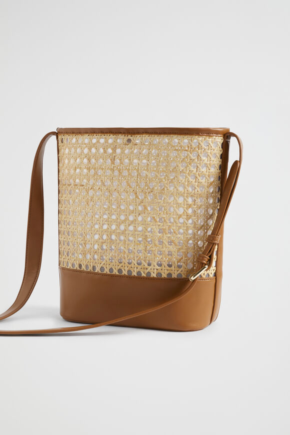 Rattan Cross Body Bag  Deep Tan  hi-res