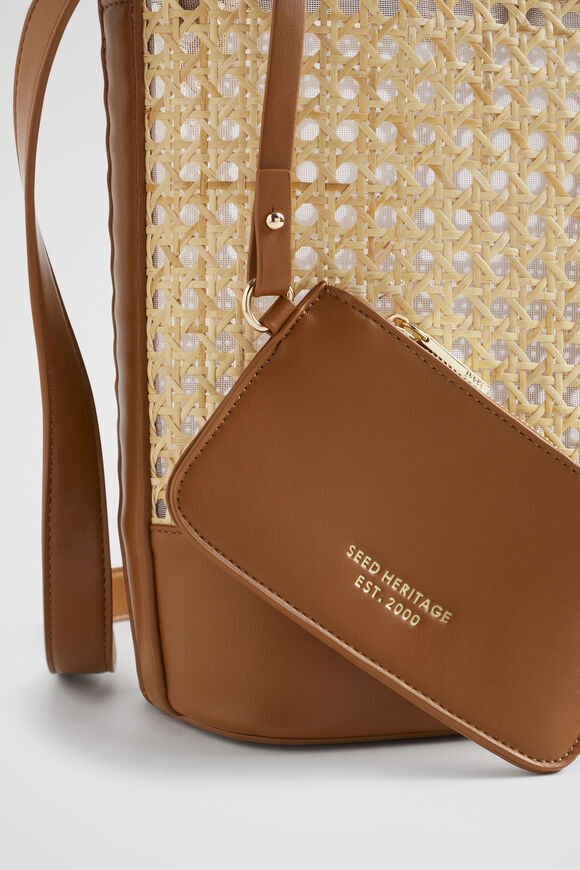 Rattan Cross Body Bag  Deep Tan  hi-res