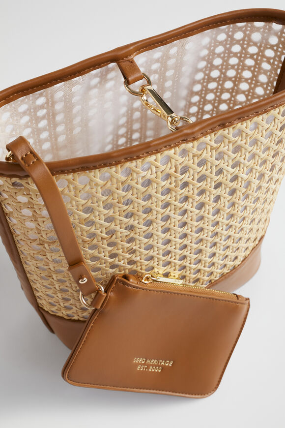 Rattan Cross Body Bag  Deep Tan  hi-res