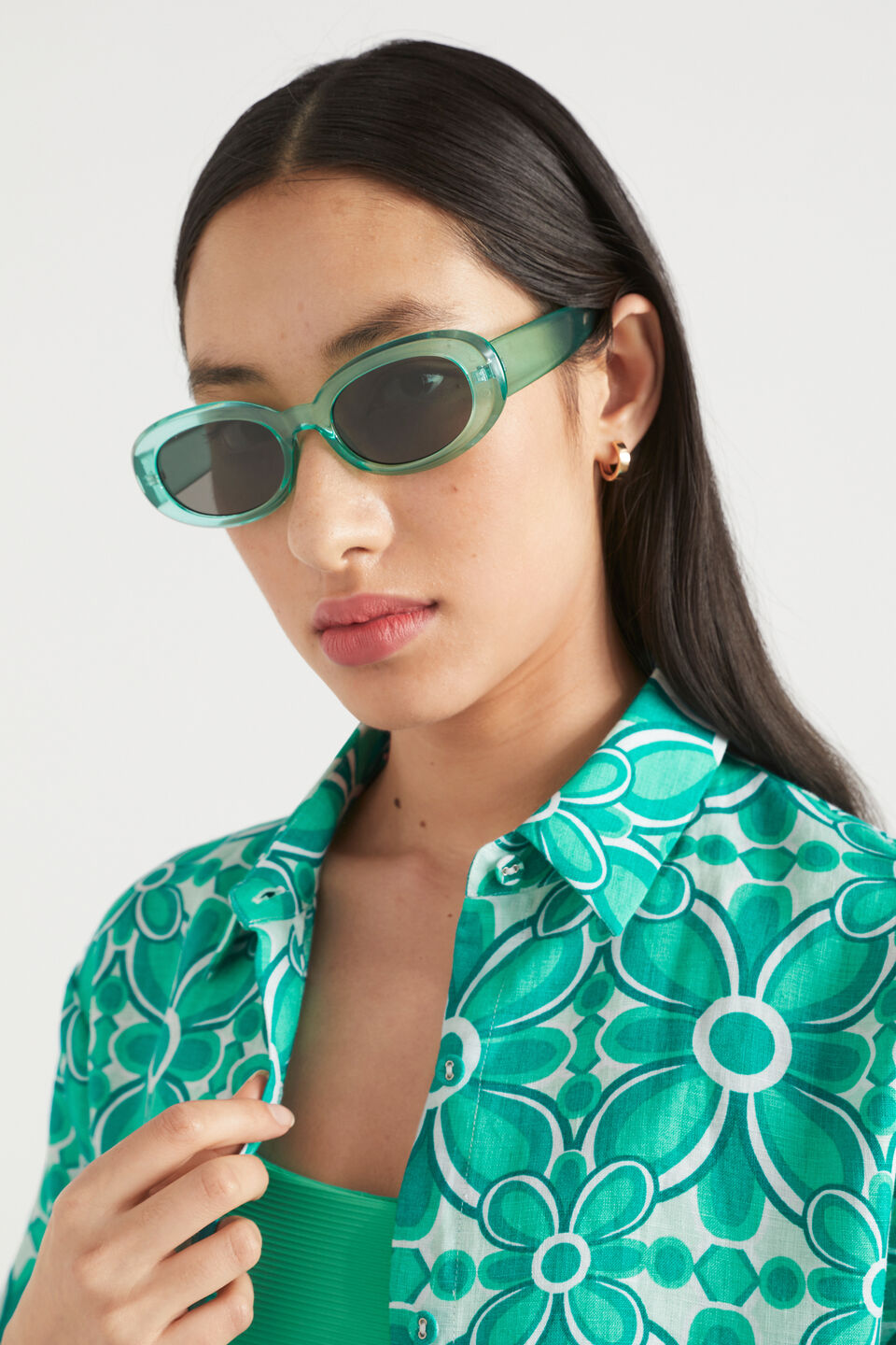 Goldie Oval Sunglasses  Deep Teal