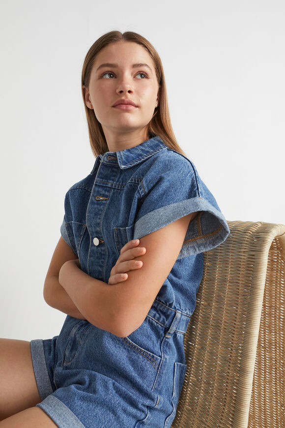 Denim Button Jumpsuit  Classic Blue  hi-res