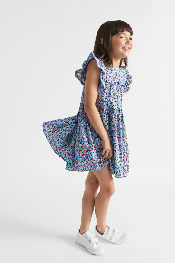 Crochet Trim Ditsy Dress  Periwinkle  hi-res