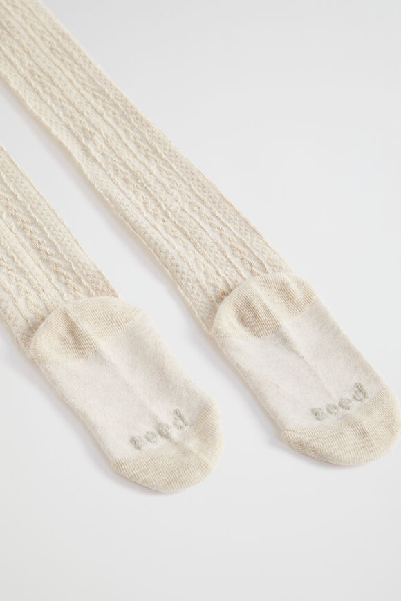 Cable Knit Tights  Oat Marle  hi-res