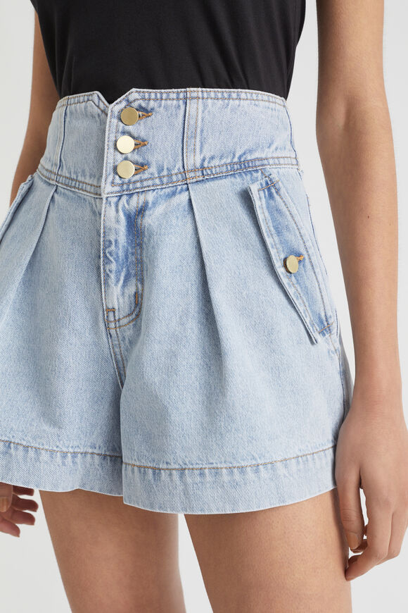 Denim Button Detail Short  Pacific Wash  hi-res