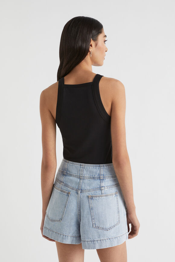 Denim Button Detail Short  Pacific Wash  hi-res
