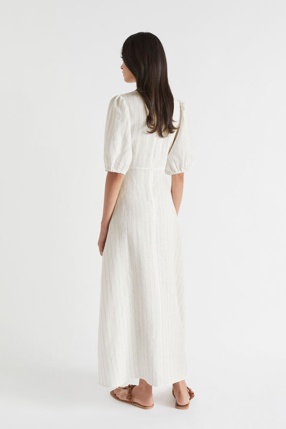 Linen Stripe Twist Front Maxi Dress  Auburn Pinstripe  hi-res