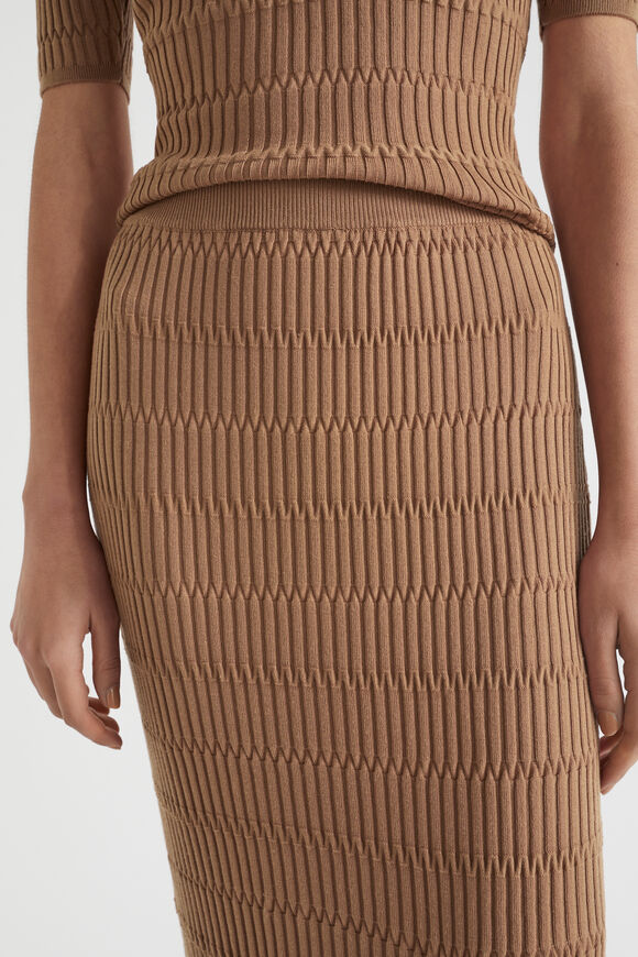 Jacquard Knit Midi Skirt  Auburn Brown  hi-res