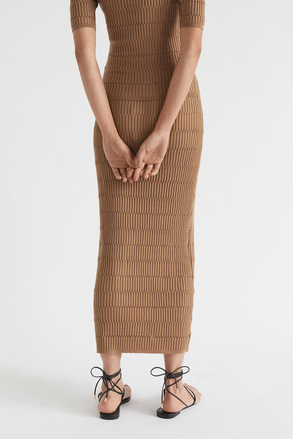 Jacquard Knit Midi Skirt  Auburn Brown  hi-res